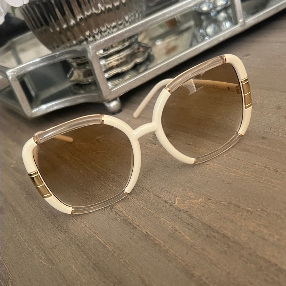 Tory Burch Cream and Gold Sunglasses